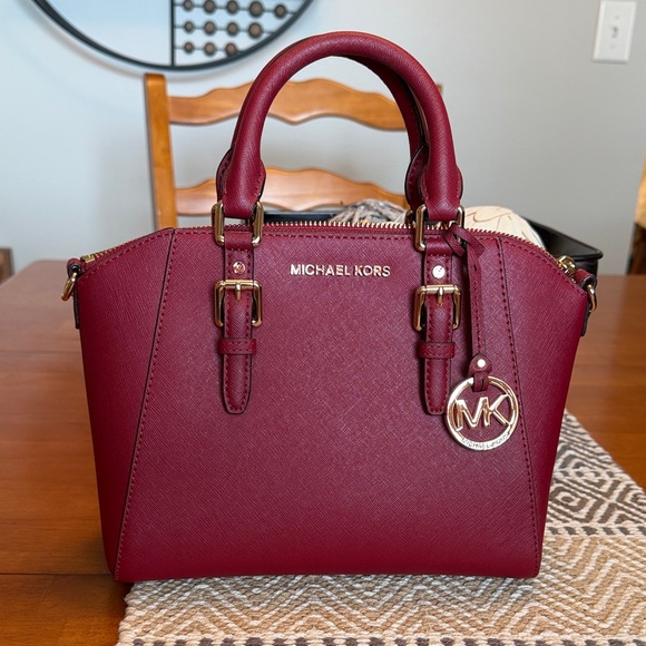 Michael Kors Handbags - Michael Kors Deep Red Satchel, Like New